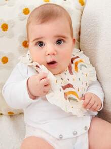 2pcs Baby Bibs With Ruffle Trim, Floral Lace Edge, Soft Cotton Drool Bibs - Multicolor - View 5
