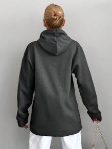 RueChic Cotton Text Graphic Drawstring Hooded Sweatshirt