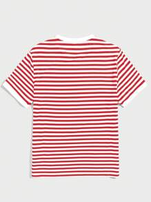 Manfinity VCAY Maglietta casual da uomo a maniche corte con stampa a righe estive e girocollo
