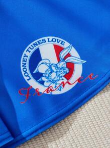 LOONEY TUNES X SHEIN Young Girl Cartoon And Letter Graphic Ringer Bikini Set Summer Beach - Multicolor - View 4