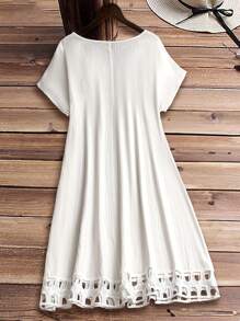 EMERY ROSE White Embroidered Plus Size Dress For Summer,Beach Dress Sundress,Holiday Outfits Boho