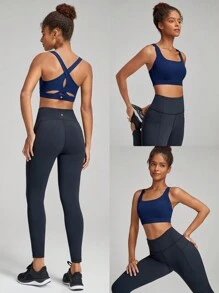 GLOWMODE Square-Neck Sports Bra Medium Impact Jogging Gym Training Daily Quick Dry Moisture Wicking