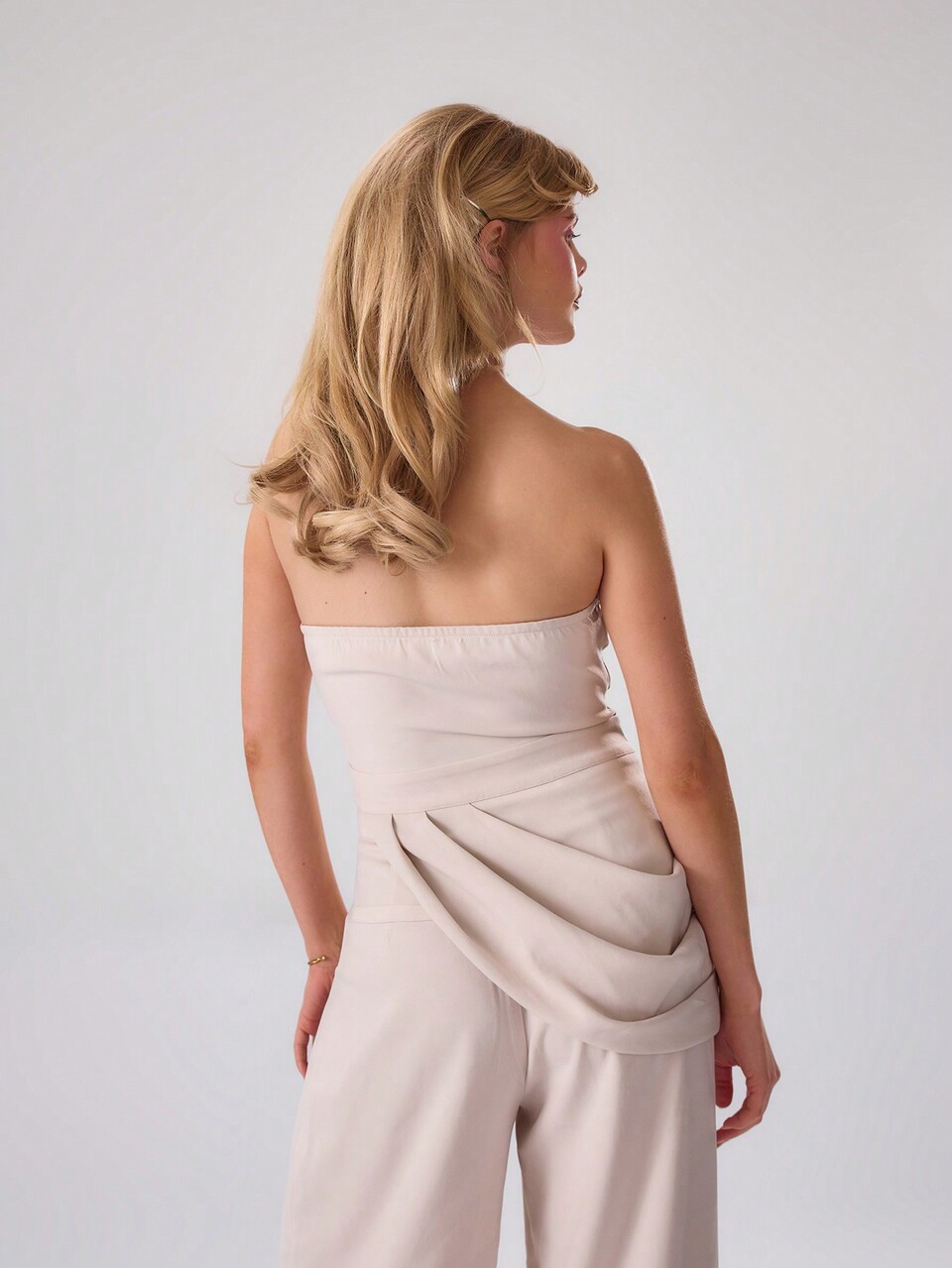 Woven Draped Front Corset Top, Solid Color Tube Top, Summer Daily Summer Ibiza Spring  Wedding Guest Holiday
