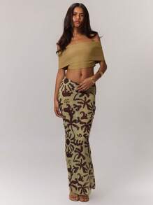 MUSERA Áo croptop ôm sát màu trơn, hở vai, thích hợp mặc đi chơi, dự lễ hội, mùa xuân, lễ Phục sinh, nghỉ hè. - màu xanh lá - Xem 5