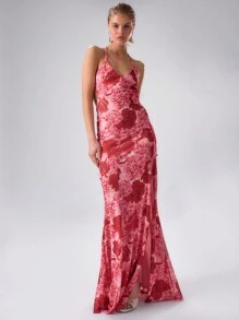 MUSERA Vestido longo maxi com estampa floral e alças finas, elegante para primavera/verão, férias, festas, casamentos, formaturas e bailes de gala. - Multicolorido - Ver 1