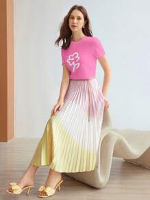 MOTF PREMIUM FLORAL PATTERN SHORT SLEEVE TEE - Hot Pink - View 3