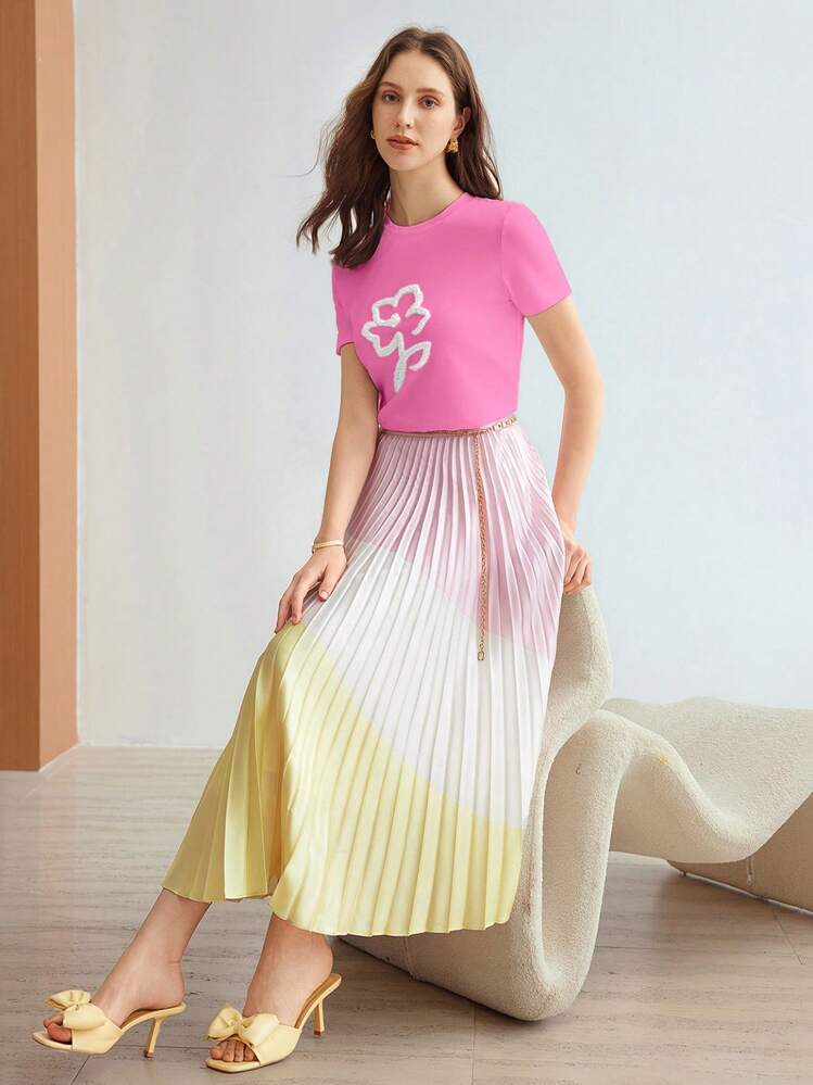 MOTF PREMIUM Camiseta de manga corta con patrón floral - Rosa Fucsia - Añade 3