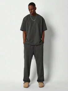 SUMWON Ottoman Rib Tee And Trouser 2 Piece Set - Grey - View 1