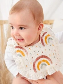 2pcs Baby Bibs With Ruffle Trim, Floral Lace Edge, Soft Cotton Drool Bibs - Multicolor - View 9