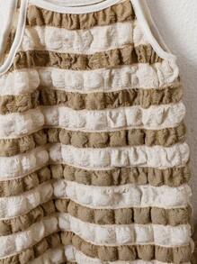 SHEIN Combinaison décontractée pour fille rayée avec bretelles, texture décontractée, été - Multicolore - Voir 4