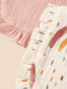 2pcs Baby Bibs With Ruffle Trim, Floral Lace Edge, Soft Cotton Drool Bibs - Multicolor - View 4