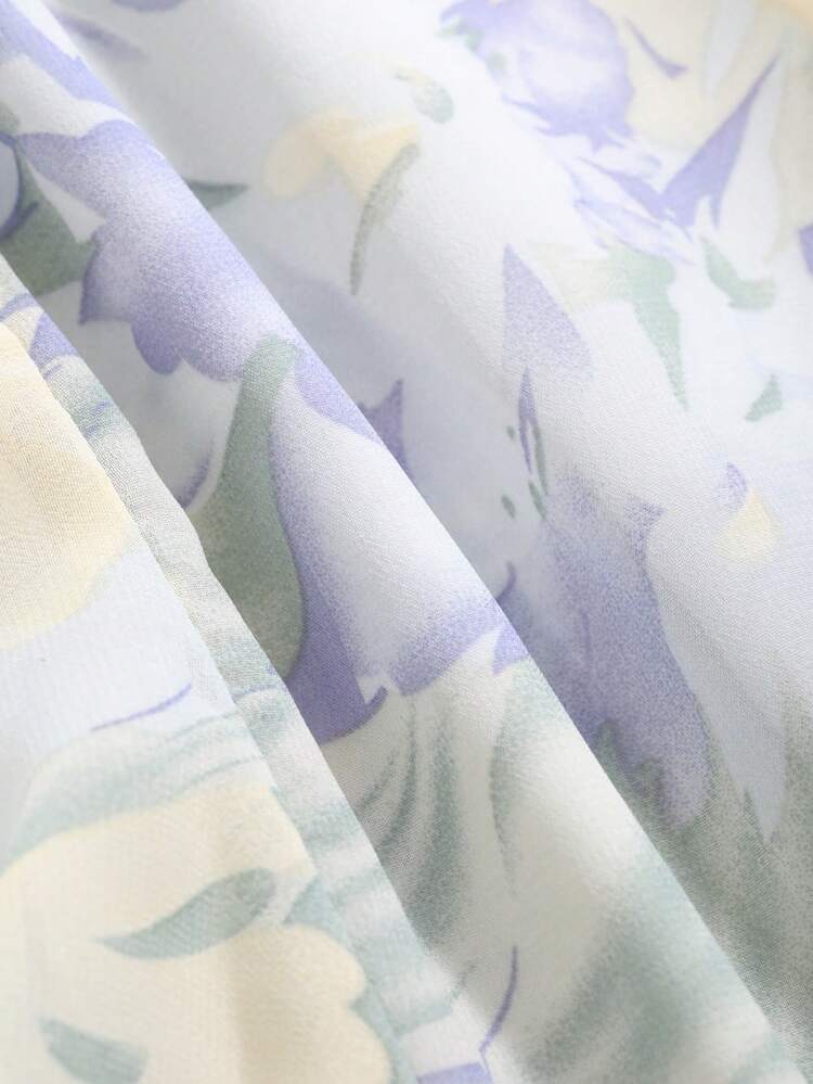 Women's Summer Elegant Floral Print Chiffon Ruffle Tie Wrap Skirt Vacation Outfits Women Easter Boho