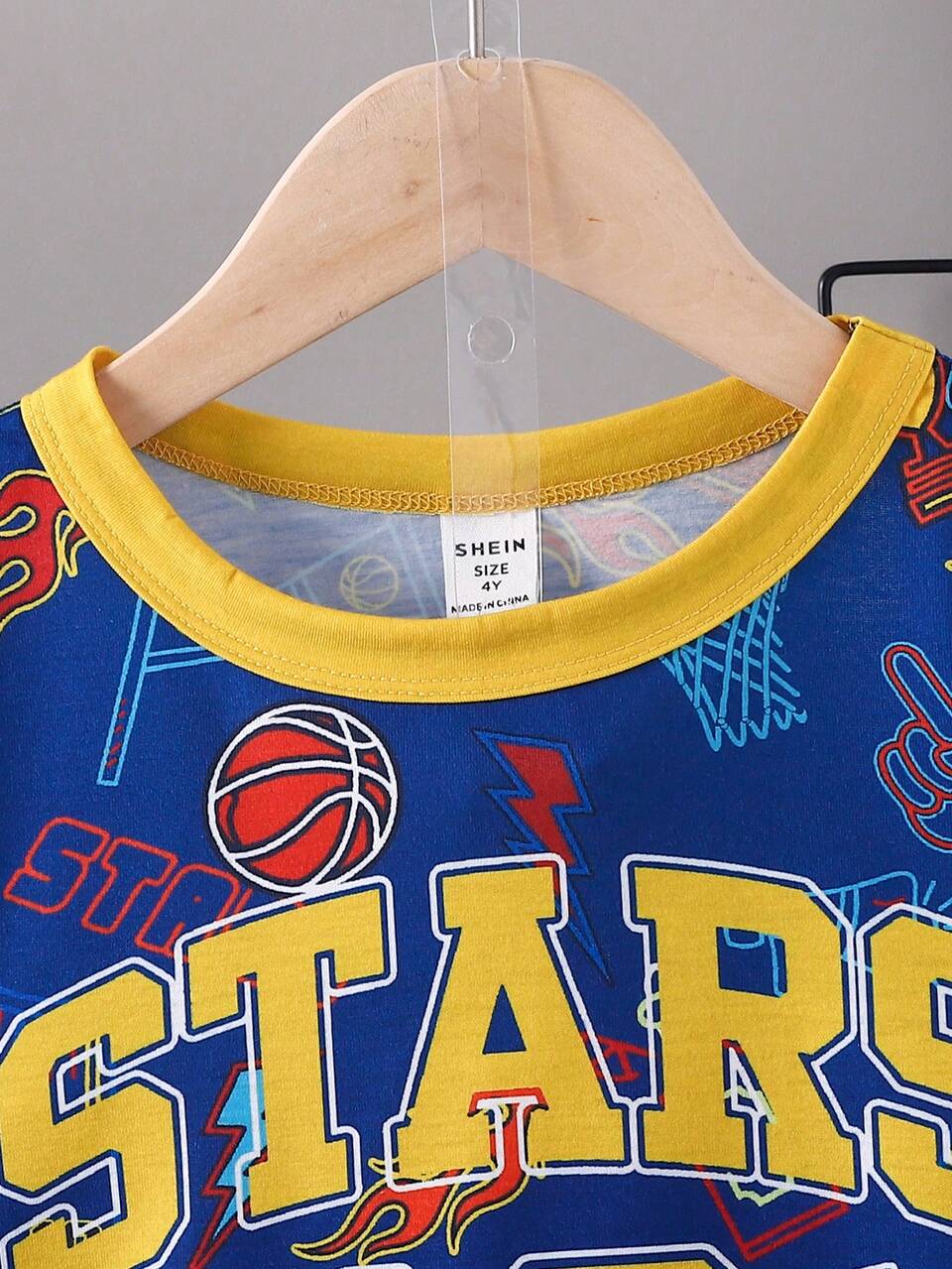 Young Boy Summer Casual Loose Football Letter Pattern Short Sleeve Shorts Homewear Pajamas 2pcs Set