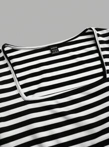 SHEIN EZwear 3 件套女士休闲条纹长袖修身 T 恤，适合春秋季节 - 彩色 - 查看 7