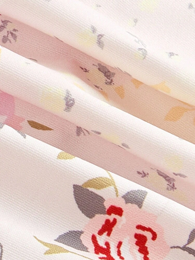 Holiday Style Square Neck Floral Print Ruched Backless Camisole