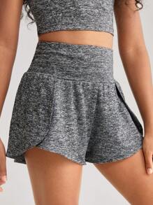 SHEIN Tween Girl Knitted Solid Color Sport Shorts For Spring And Summer Leisure