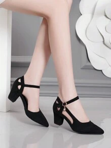 Fall/Winter 2025 New Women's Versatile & Comfortable Strap High Heel Pointed Toe Sandals, Elegant, Women Pumps, Elegant - Black - View 3