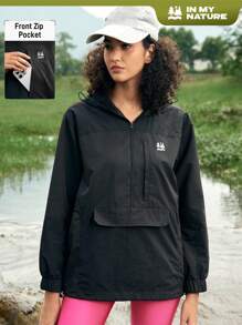 In My Nature Women's Outdoor Sports Commuting Lightweight Hooded Raincoat For Breathability Windbreaker Womenblack Hoodie Womenrunning Jacket Women - Black - View 1