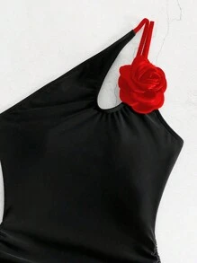 Bonvoyette 2025 女士假日海滩花卉装饰连体泳衣夏季 - 紅色 - 查看 7