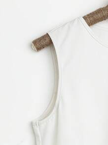 Omancia Camisa Larga De Verano Sin Mangas Con Cuello Redondo Y Color Liso Para Mujer - Blanco - Ver 4