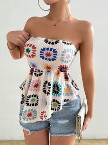 Breezaya 格紋針織不對稱圓擺夏日背心，女士 - 彩色 - 查看 3