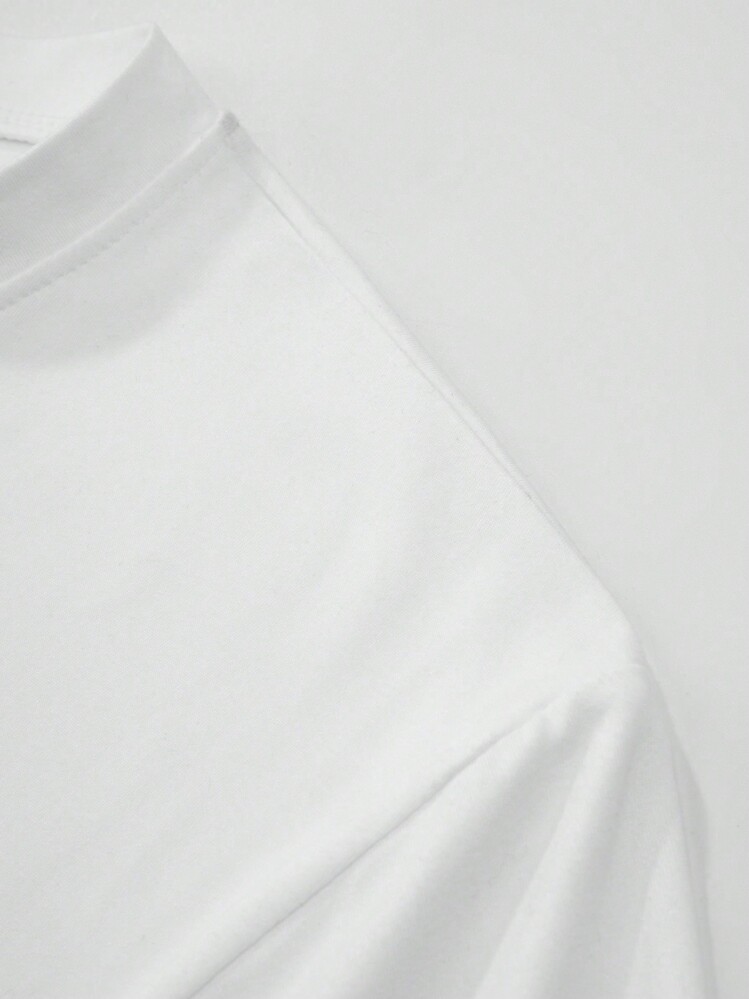 Men's Casual Summer Slogan Print Round Neck Short Sleeve T-Shirt - trắng - Xem 3