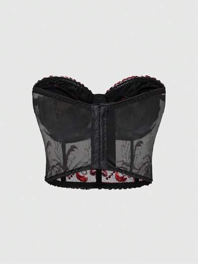Goth Top tube à imprimé floral de style gothique sombre pour femmes, pièce à superposer