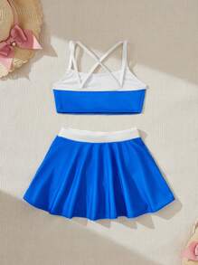 LOONEY TUNES X SHEIN Young Girl Cartoon And Letter Graphic Ringer Bikini Set Summer Beach - Multicolor - View 2