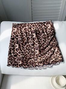 SHEIN EZwear Falda de malla con estampado de leopardo de los años 90 - Multicolor - Ver 9