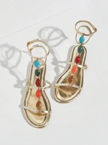 SHUZIA 女士时尚平底踝带凉鞋，适合夏季假期、万圣节、圣诞节、秋冬季