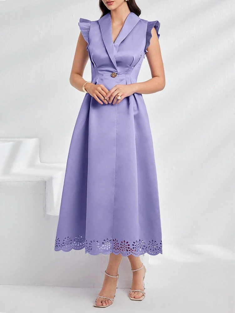 Women's Stylish Solid Color Cap Sleeve Cap Sleeve Dress Long Evening Dresses