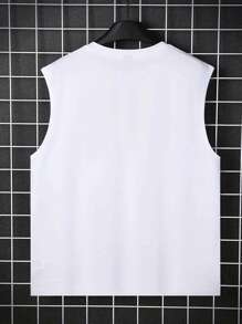 Camiseta sin mangas casual de verano para hombres con estampado de letras y palmeras
