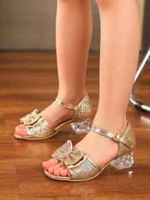 Giày cao gót màu xanh cho bé gái, Giày cao gót trẻ em, Giày cao gót cho bé gái, Giày cao gót mùa hè - Vàng - Xem 4