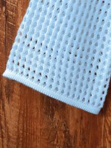 少女鑽空休閒長袖連帽套頭衛衣 - 淺藍色 - 查看 4