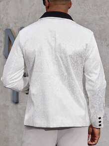 Manfinity Mode Men's Color-Block Shawl Collar Long Sleeve Single Button Casual Blazer Coat