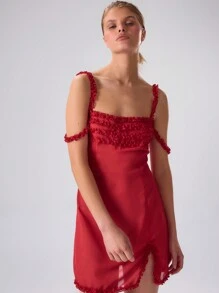 MUSERA Vestido mini con volantes de gasa, sexy y lindo para primavera y verano