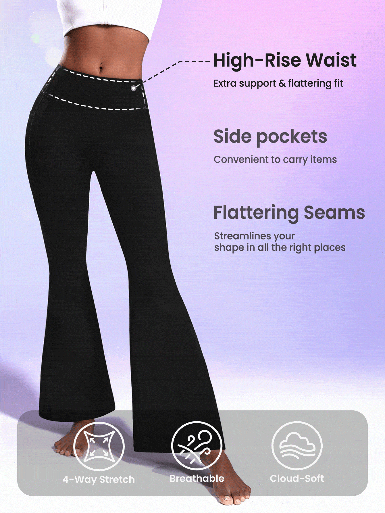 Lifespree 純色擴口運動褲 - 黑色 - 查看 2