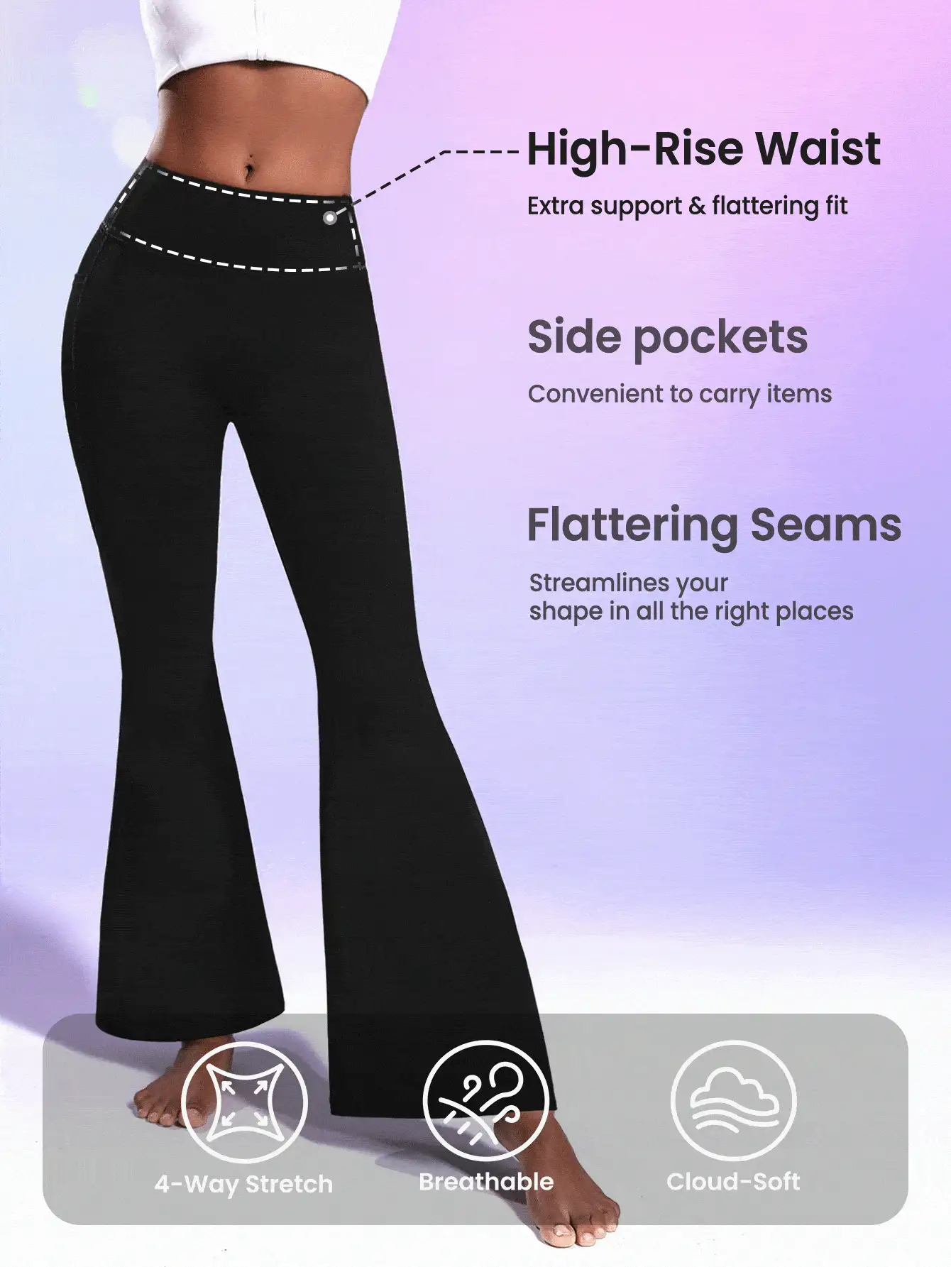 Lifespree 純色擴口運動褲 - 黑色 - 查看 2