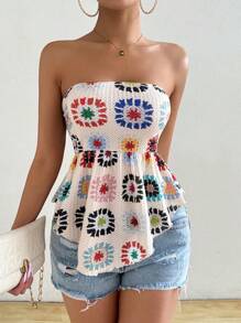 Breezaya 格紋針織不對稱圓擺夏日背心，女士 - 彩色 - 查看 6