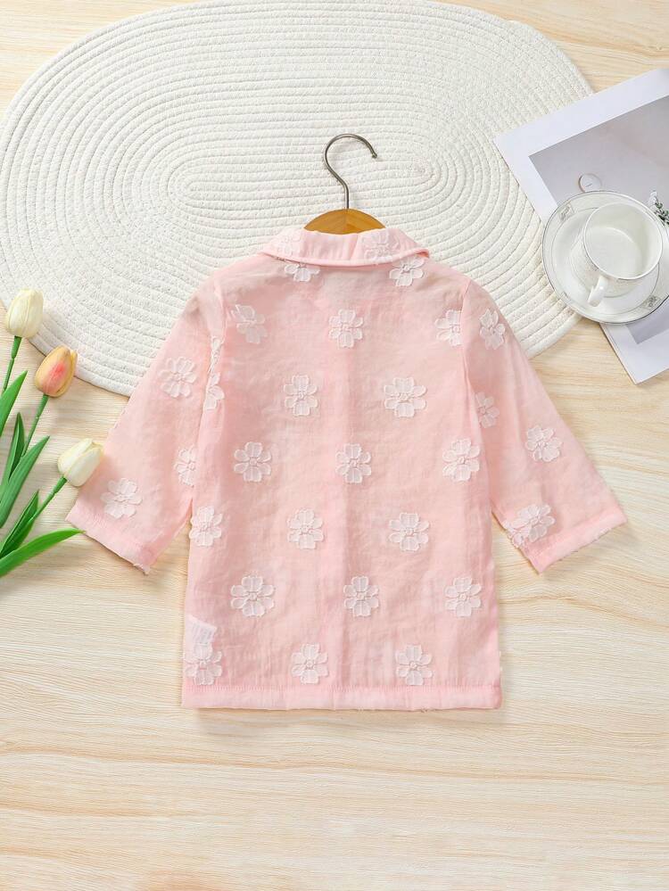 Baby Girl Elegant Embroidered Long Lightweight Jacket For Spring/Summer, Casual & Fun Fashionable