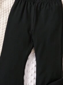 Genkimix Kids Young Girl Fashionable Commuting Casual Flared Pants - Black - View 3