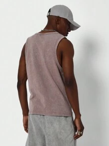 SUMWON Regular Fit Essential Washed Tank Top - Brown - View 2