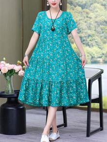 女性新款休閒印花寬鬆中長裙