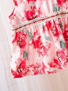 Bộ áo không tay in hoa mùa hè cho cô gái trẻ + Bộ váy in họa tiết, trang phục đi nghỉ mát ở bãi biển thông thường - Hồng - Xem 7