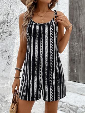 SHEIN LUNE Casual Women's Ditsy Floral Printed Spaghetti Strap Romper