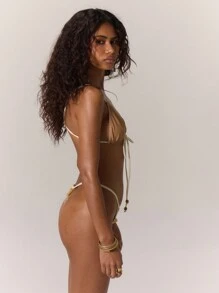 Musera Resort Contrast Stitch Bikini Bottom Summer Beach ResortHoliday