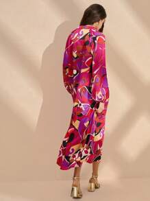 Anewsta Váy dài tay in hình đèn lồng thường ngày mùa hè dành cho nữ có đường viền cổ chữ V - Nhiều màu - Xem 2