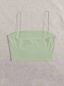 Top de tirantes acanalado de unicolor para uso casual en verano - Morado - Ver 6