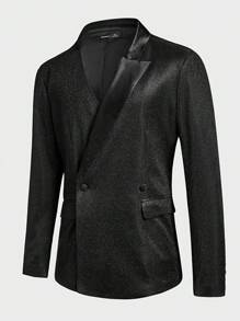 Manfinity VCAY 2 piezas Conjunto de playa para el Día del Padre, trajes hombre elegantes y casuales de ajuste slim para boda y fiesta - Negro - Ver 10