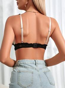 Sujetador de encaje de unicolor de moda para mujer, lencería